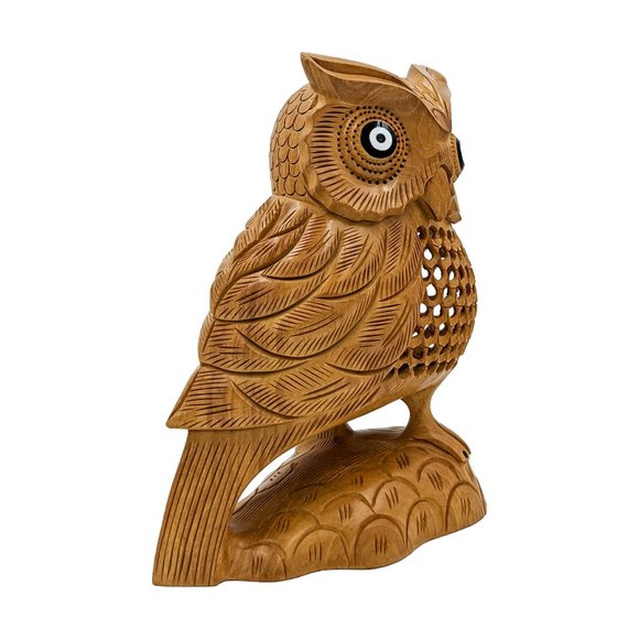 Wooden Handmade Carved Owl Statue (6inch) - Picture 3 of 4